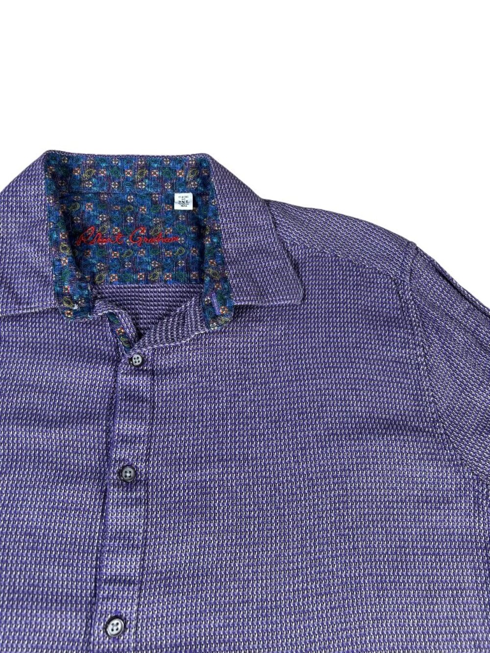 Robert Graham Button Up Shirt Purple Men's 2XL Long Sleeve Soft Cotton Paisley